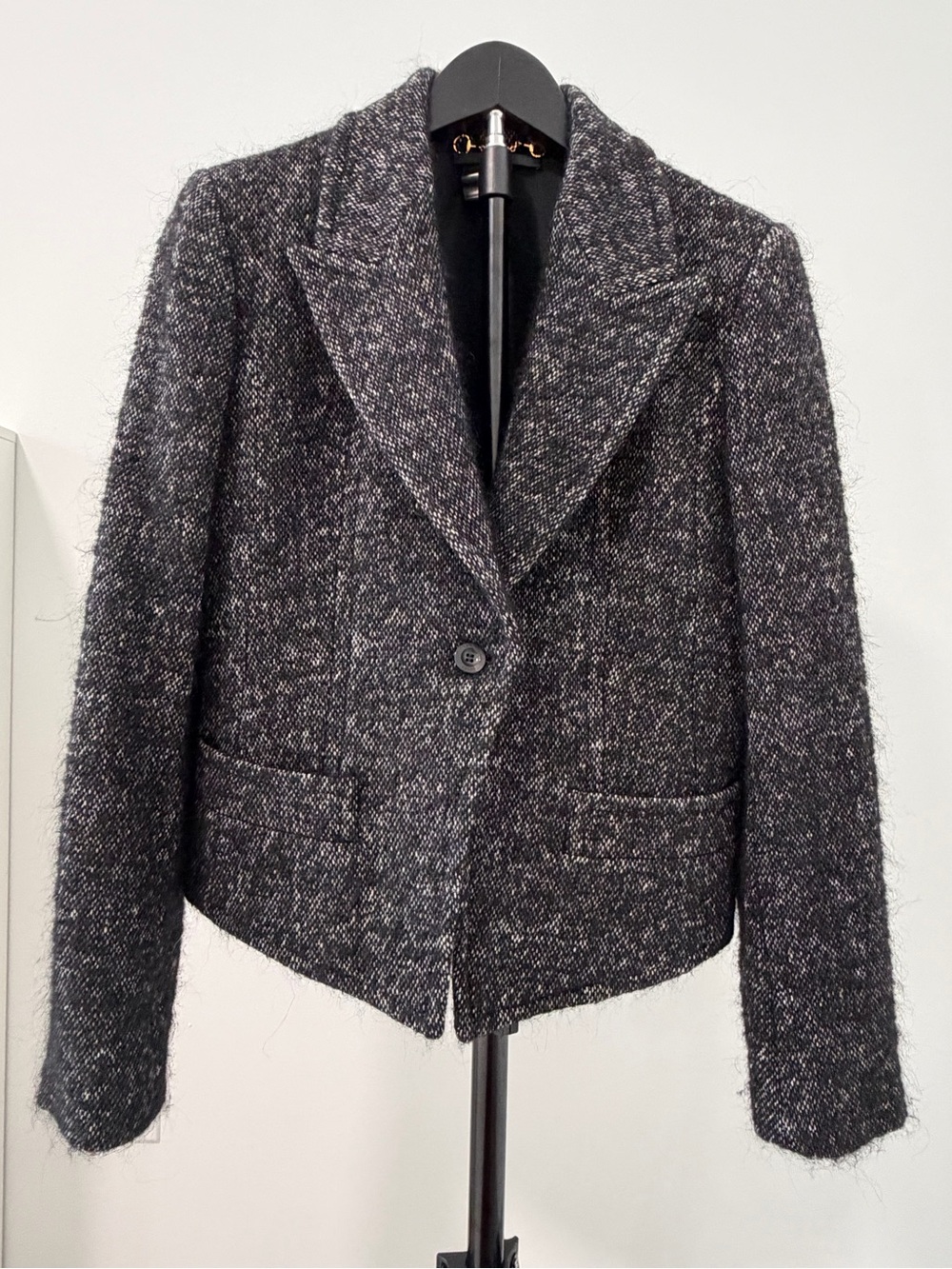 Gucci Black and Gray Tweed Women's Blazer Jacket